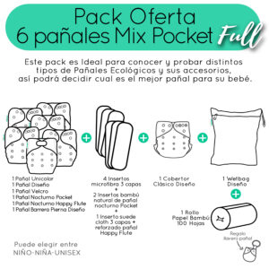 Duquesa estas Clavijas Pack Oferta 6 Pañales Mix Pocket Full - Pequelandia.cl
